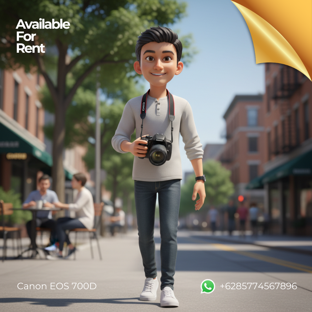 Contoh fotografer dengan sewa kamera Canon EOS 700D dikalungkan
